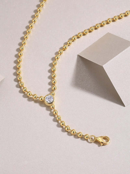 0.5 Carat Moissanite Necklace Pendant for Women – S925 Sterling Silver Gold Plated Diamond-Look Jewelry, Luxury Fashion Necklace Gift