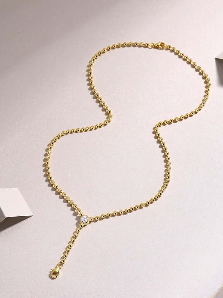0.5 Carat Moissanite Necklace Pendant for Women – S925 Sterling Silver Gold Plated Diamond-Look Jewelry, Luxury Fashion Necklace Gift