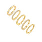Moissanite wedding ring set featuring five elegant gold-plated bands with sparkling accents in various designs.