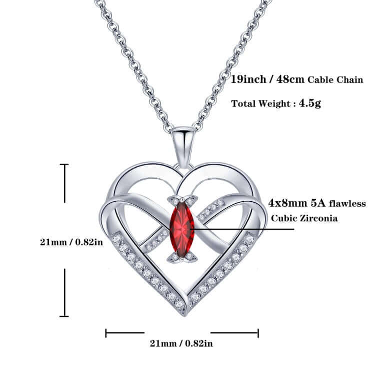 nfinity Butterfly Heart Necklace for Women – 14K White Gold Plated Pendant with 5A Cubic Zirconia, Elegant Love Jewelry Gift for Her