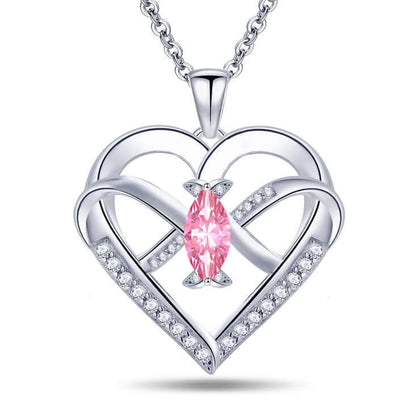 nfinity Butterfly Heart Necklace for Women – 14K White Gold Plated Pendant with 5A Cubic Zirconia, Elegant Love Jewelry Gift for Her