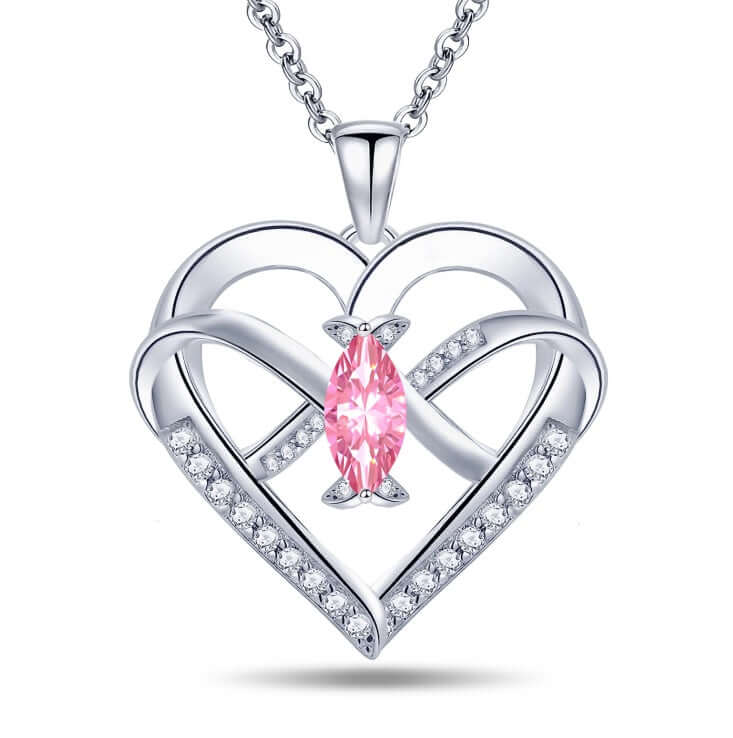 nfinity Butterfly Heart Necklace for Women – 14K White Gold Plated Pendant with 5A Cubic Zirconia, Elegant Love Jewelry Gift for Her