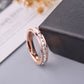 Minimal Titanium Rings For Women featuring rose gold finish and sparkling gemstones, perfect for everyday elegance.