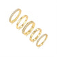 Elegant golden moissanite ring set showcasing five beautiful rings in luxurious gold plating.