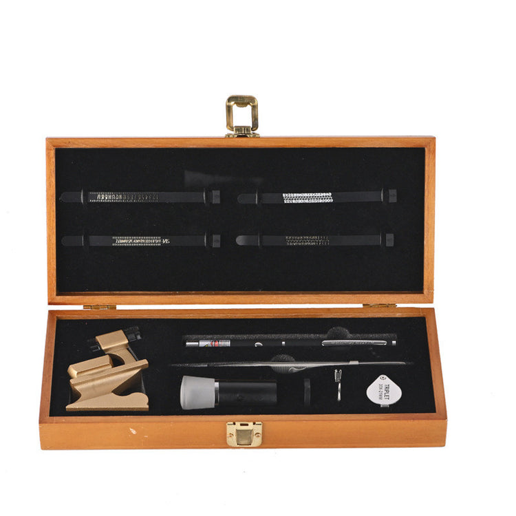 Diamond Identification Tool Set – Professional tools in a wooden box for gem testing and jewelry inspection.