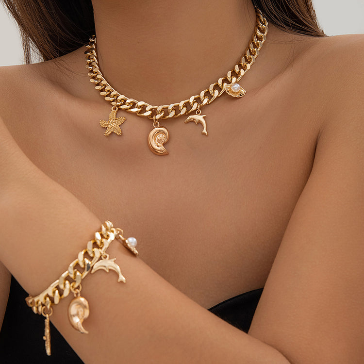 gold charm jewelry set