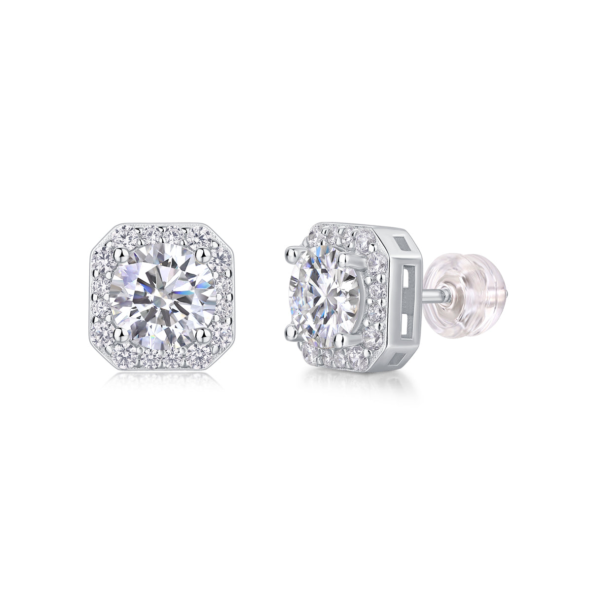 1Heart Rose Luxury Fashion Diamond Earrings Stud Set featuring Moissanite diamond stud earrings in S925 silver.