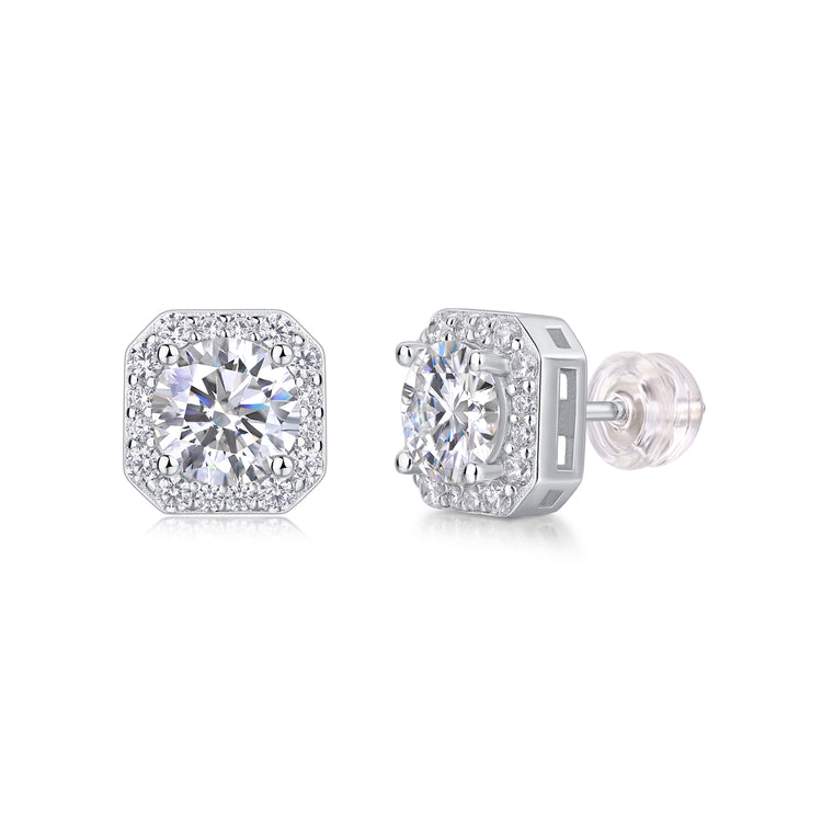 1Heart Rose Luxury Fashion Diamond Earrings Stud Set featuring Moissanite diamond stud earrings in S925 silver.