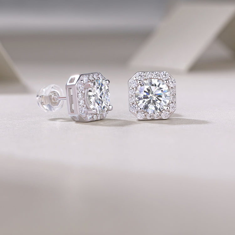 1Heart Rose Luxury Fashion Diamond Earrings stud set featuring moissanite diamond stud earrings with S925 silver ornaments.