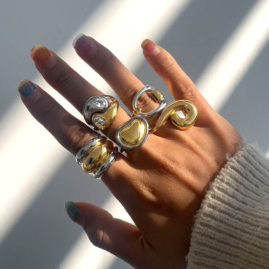Jeding ColorBlock Ring Titanium Steel Jewelry