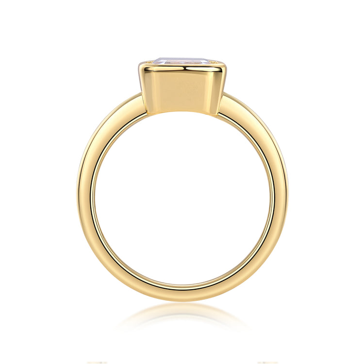 Luxury Moissanite Ring Set featuring a stunning octagonal cut stone in a gold plated S925 sterling silver setting.