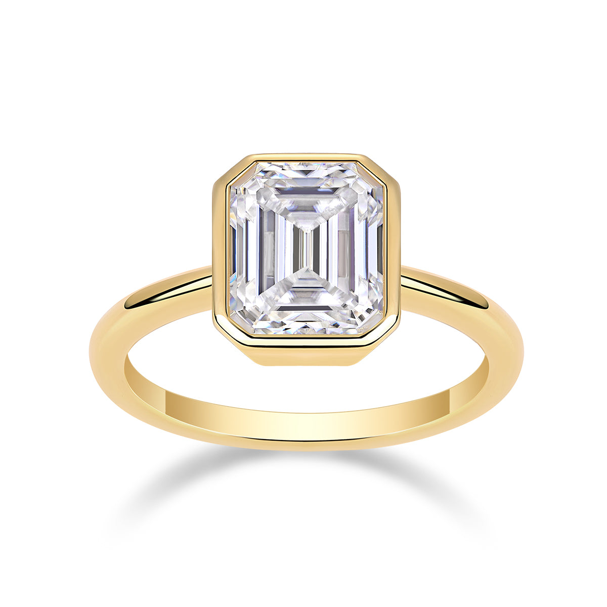Luxury Moissanite Ring Set featuring an octagonal cut stone in S925 Sterling Silver with gold plating.