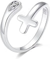 925 Silver Cross Open End Couple Rings