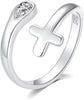 925 Silver Cross Open End Couple Rings