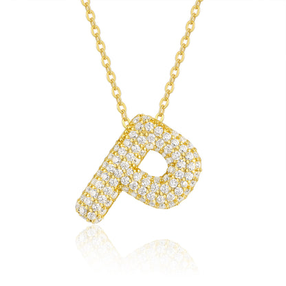 Personalized Moissanite Initial Necklace featuring a gold plated &