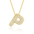Personalized Moissanite Initial Necklace featuring a gold plated &