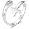 925 Silver Cross Open End Couple Rings
