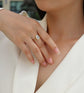 Luxury Moissanite Ring Set worn by a woman, featuring a dazzling octagonal cut stone in S925 sterling silver gold plating.
