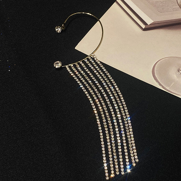 Luxury drop tassel earrings with a gold-plated finish and sparkling crystals, ideal for stylish occasions.