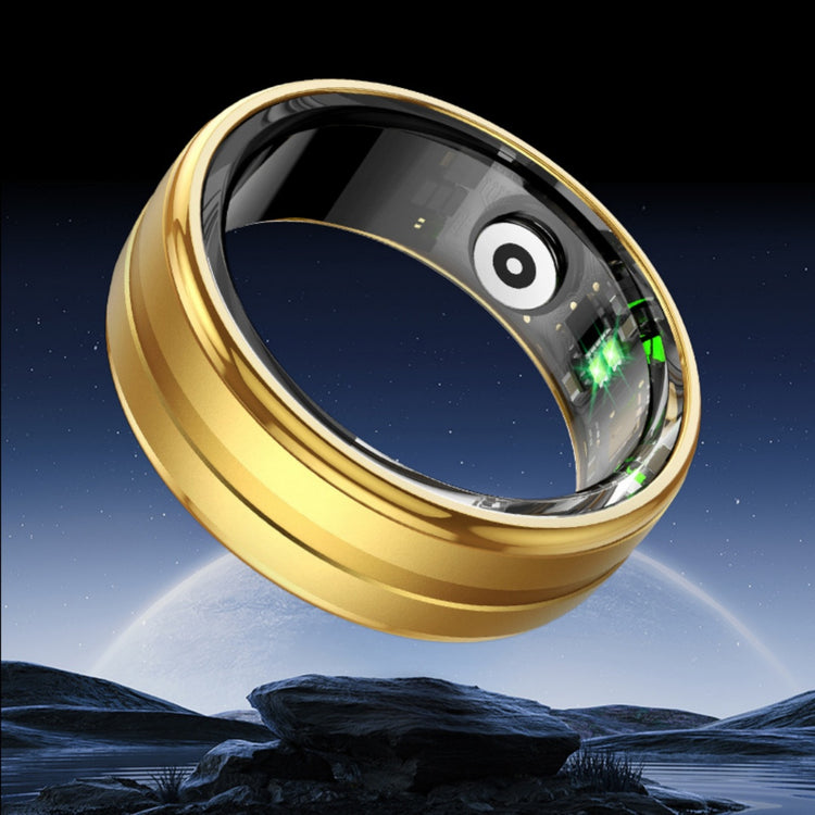 R6 Smart Health Ring monitor in gold color, showcasing health tracking features and elegant design.