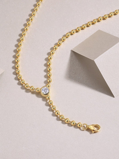 0.5 carat moissanite necklace for women, S925 sterling silver gold plated design, elegant jewelry.