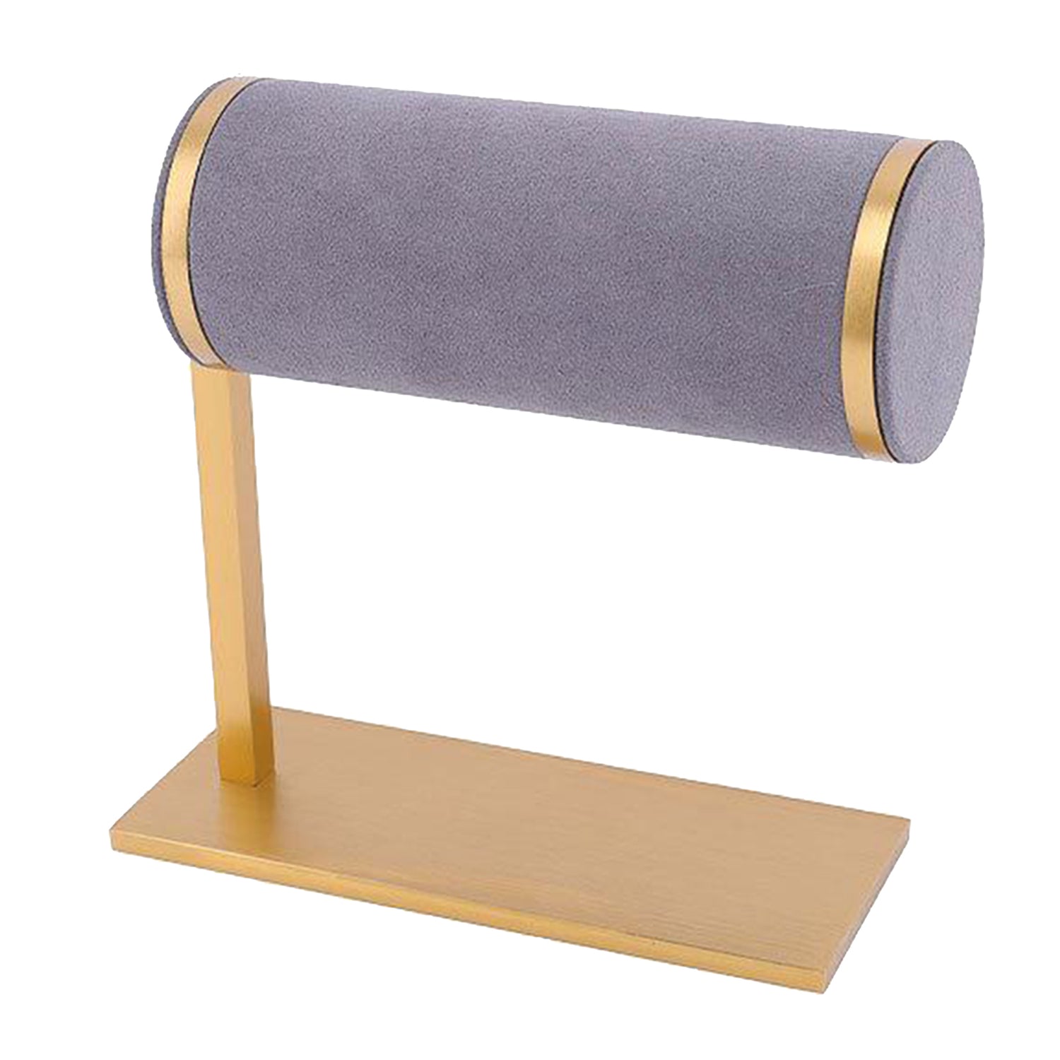 Jewelry watch display stand in gold and grey, perfect for showcasing watches and jewelry.
