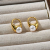 EA Ins Style French Retro Copper Plating 18K Real Gold Inlaid Pearl Ear Clip