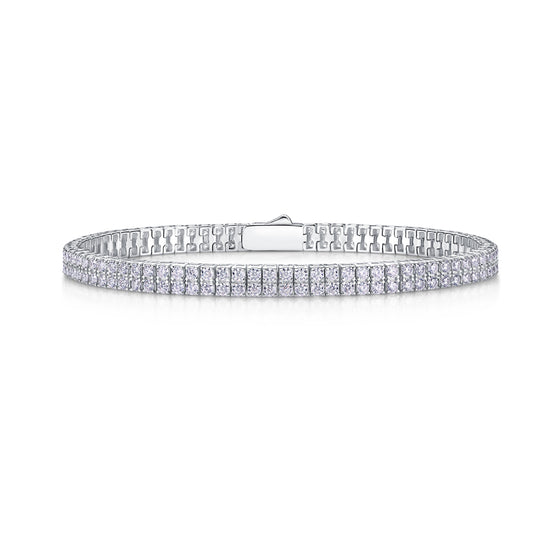 Luxury morganite diamond bracelet set with sparkling stones, showcasing a shimmering platinum-plated design.