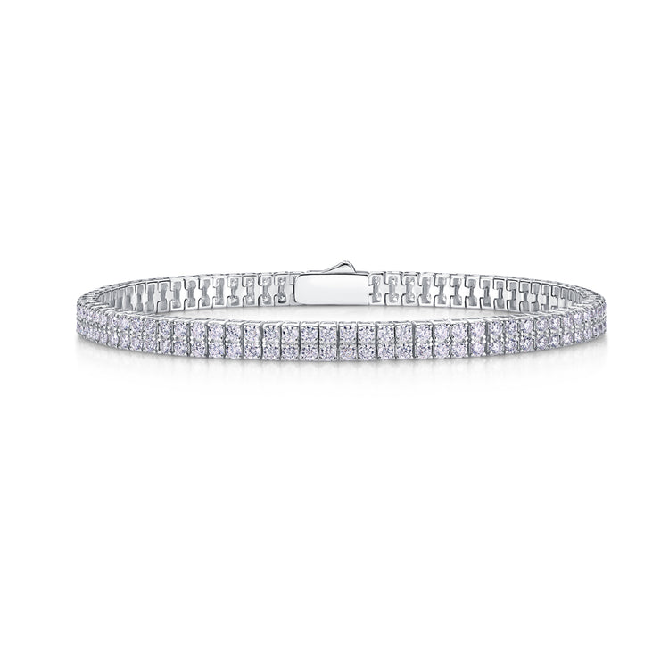 Luxury morganite diamond bracelet set with sparkling stones, showcasing a shimmering platinum-plated design.