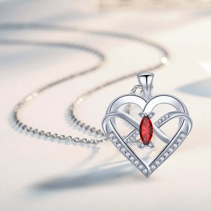 nfinity Butterfly Heart Necklace for Women – 14K White Gold Plated Pendant with 5A Cubic Zirconia, Elegant Love Jewelry Gift for Her.
