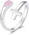 925 Silver Cross Open End Couple Rings