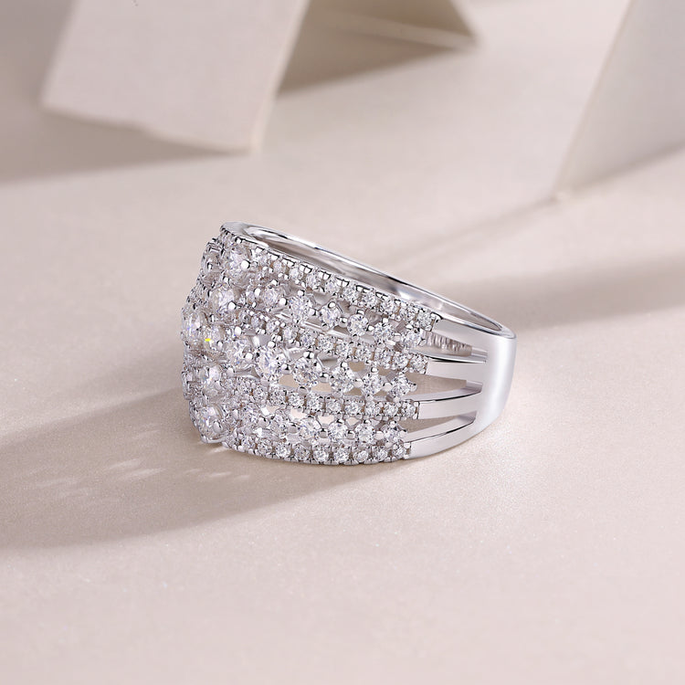 Moissanite wedding ring set featuring a stunning design with shine and elegance, ideal for special occasions.