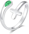 925 Silver Cross Open End Couple Rings