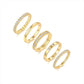 Golden Stars Moissanite Ring Set – S925 Sterling Silver Gold-Plated Jewelry featuring five elegant gold rings.