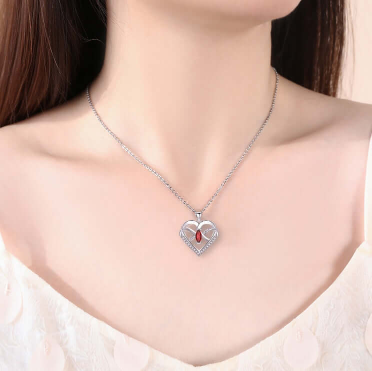 nfinity Butterfly Heart Necklace for Women – 14K White Gold Plated Pendant with 5A Cubic Zirconia, Elegant Love Jewelry Gift for Her.