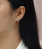 Moissanite Earrings Set – Sterling Silver Studs worn by a model showcasing their elegance and sparkle.