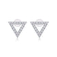 Moissanite Earrings Set – Sterling Silver Studs featuring triangular design and sparkling moissanite stones.