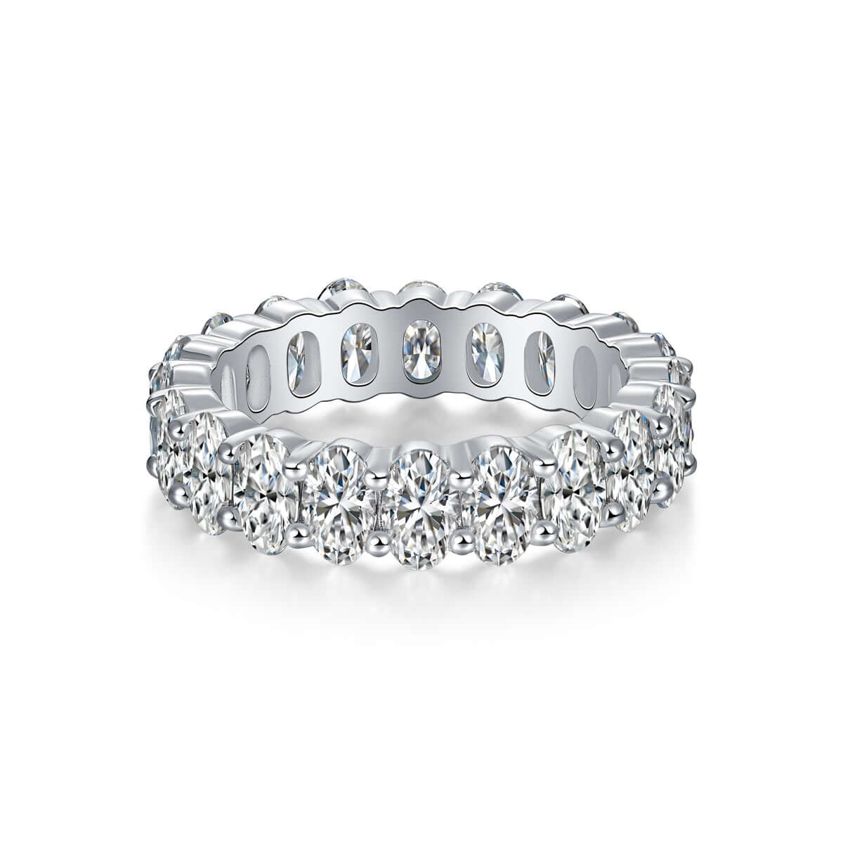 Luo Shen - A Wedding Ring Set With Top-quality Egg-shaped Moissanite S925 Silver And Platinum-plated Diamond. The Ring Can Be Inspected With A Diamond Pen.