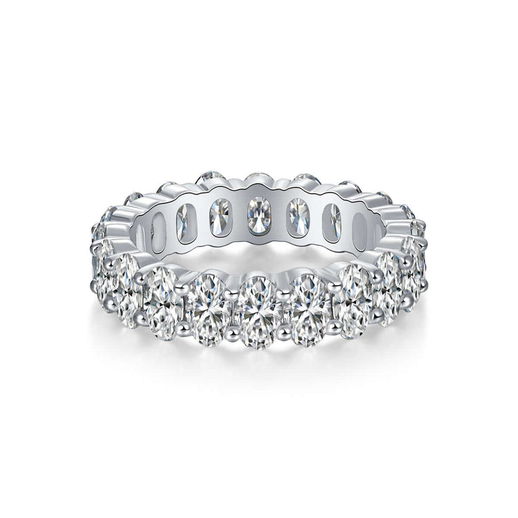Luo Shen - A Wedding Ring Set With Top-quality Egg-shaped Moissanite S925 Silver And Platinum-plated Diamond. The Ring Can Be Inspected With A Diamond Pen.
