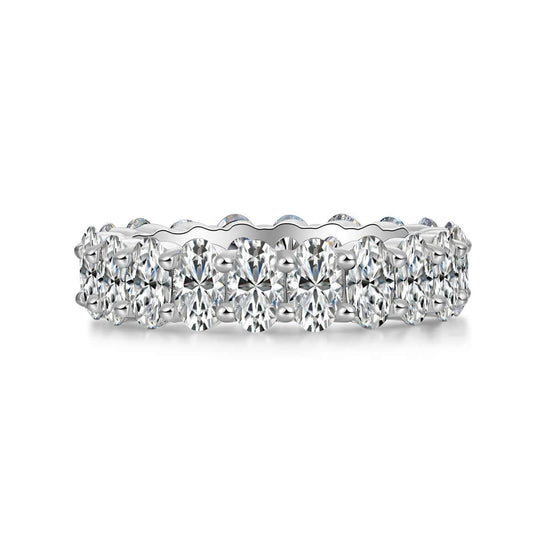 Luo Shen - A Wedding Ring Set With Top-quality Egg-shaped Moissanite S925 Silver And Platinum-plated Diamond. The Ring Can Be Inspected With A Diamond Pen.