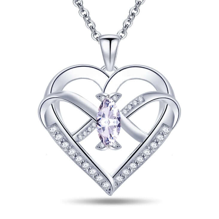 nfinity Butterfly Heart Necklace for Women – 14K White Gold Plated Pendant with 5A Cubic Zirconia, Elegant Love Jewelry Gift for Her.